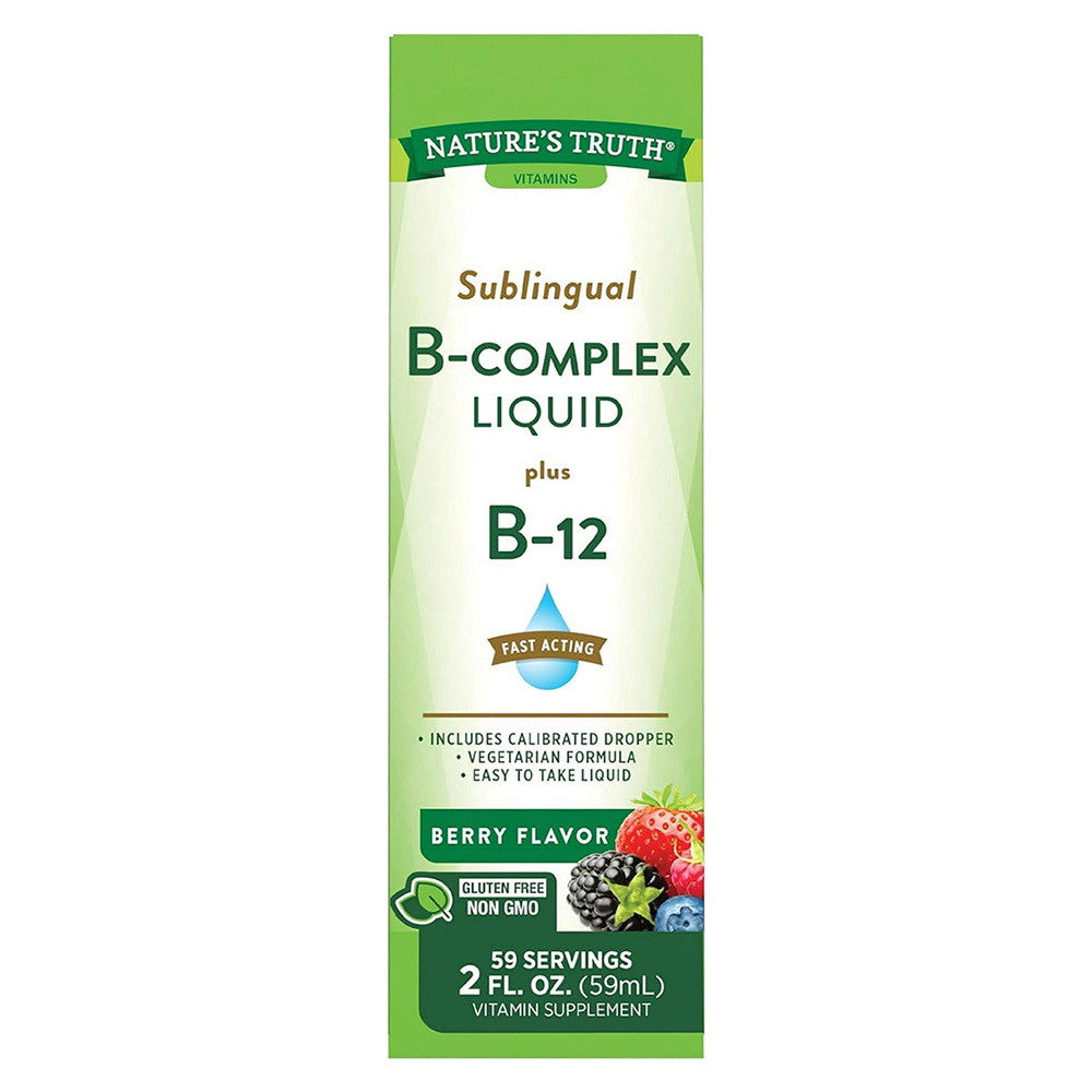 Natures Truth Sublingual B Complex Liquid Plus B 12 Fast Acting Natural Berry Flavor, 2 Oz