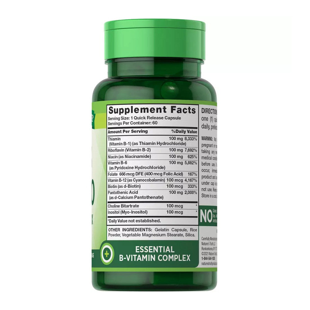 Natures Truth Vitamin B Complex With B 100 Capsules, 60 Ea