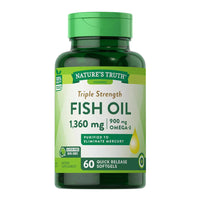Natures Truth Triple Strength Fish Oil Omega 3 1360 Mg Capsules, 60 Ea