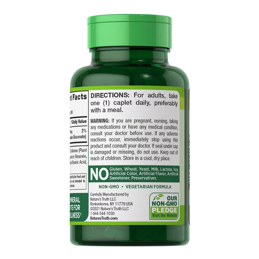 Natures Truth Potassium Gluconate 595 Mg Capsules, 100 Ea