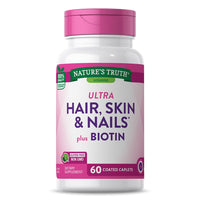 Natures Truth Utra Hair Skin and Nails Vitamins With Biotin and Collagen Coated Caplets, 60 Ea