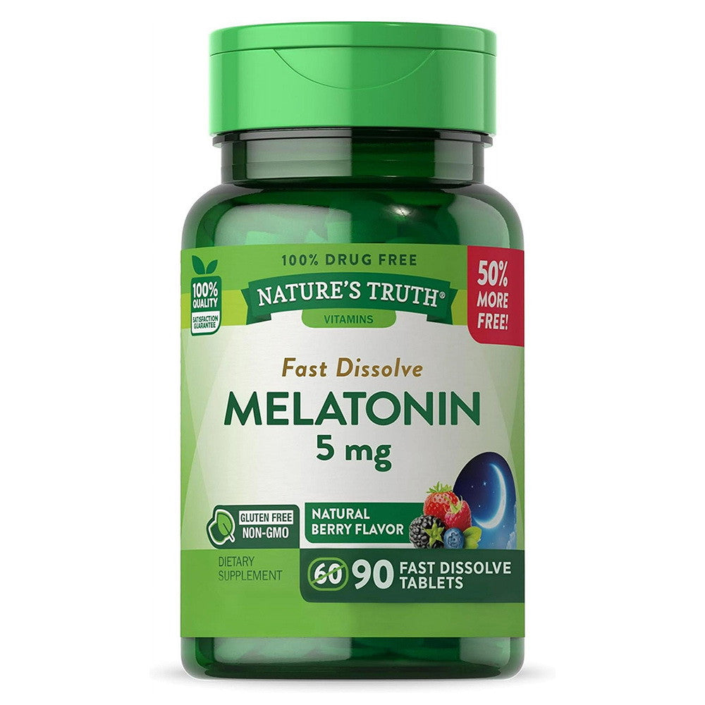 Natures Truth Melatonin 5 mg Fast Dissolve Tabs Sleep Aid, Natural Berry Flavor, 90 Ea