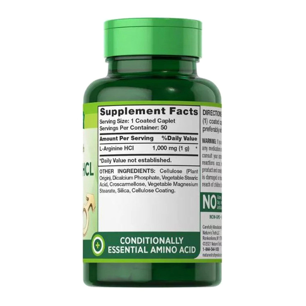 Natures Truth Maximum Strength L Arginine HCL 1000 Mg Capsules, 50 Ea