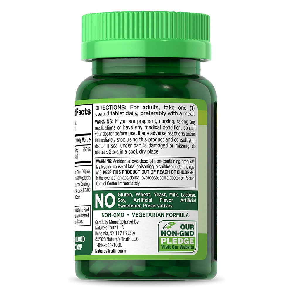 Natures Truth Iron 45 Mg Slow Release Coated Tablets, 60 Ea