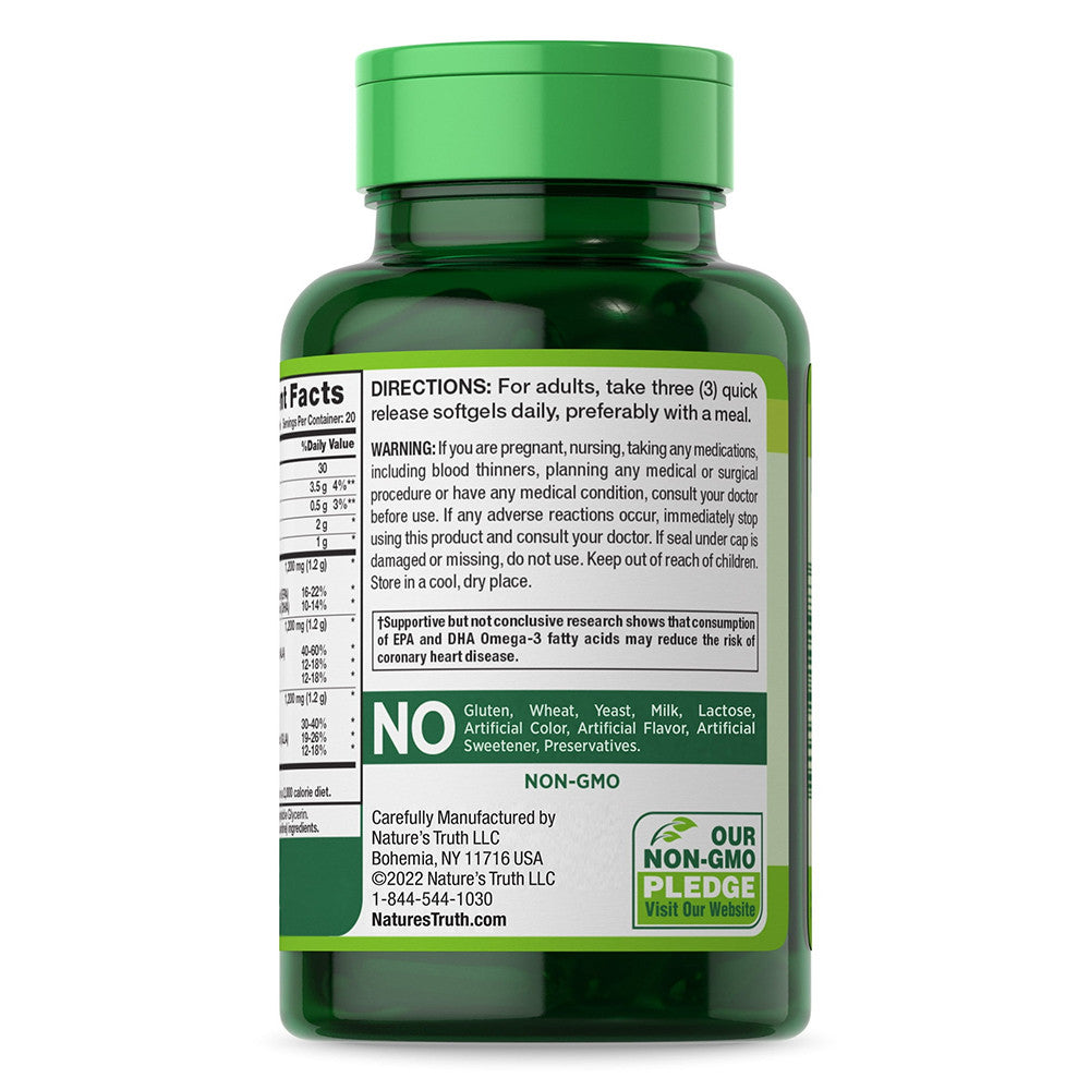 Natures Truth Triple Omega 3 6 9 Fish Flax Borage 1200 Mg Capsules, 60 Ea