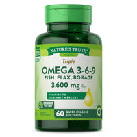 Natures Truth Triple Omega 3 6 9 Fish Flax Borage 1200 Mg Capsules, 60 Ea