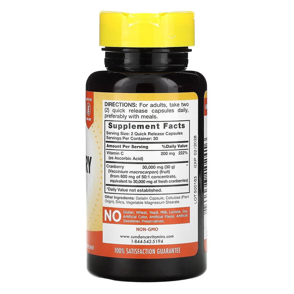 Sundance Vitamins Triple Strength Cranberry Vitamin C Capsules, 60 Ea