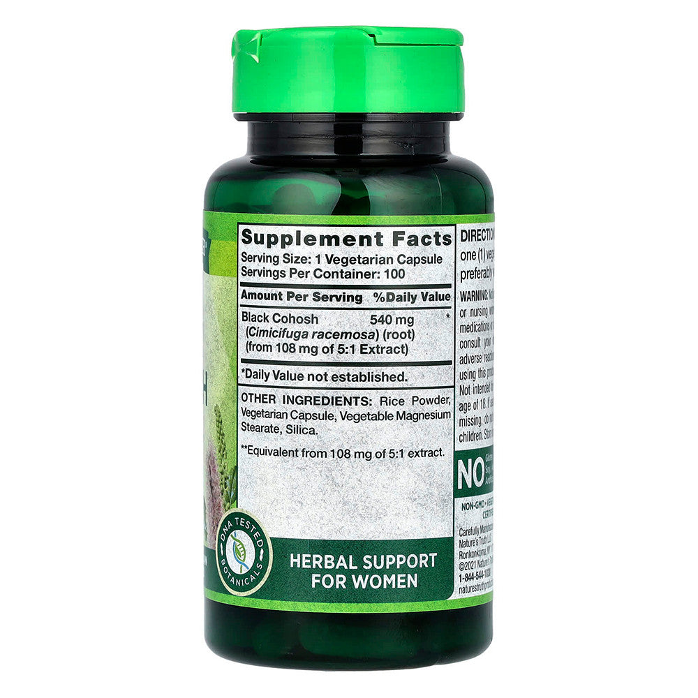Natures Truth Black Cohosh 540 Mg Vegetarian Capsules, 100 Ea