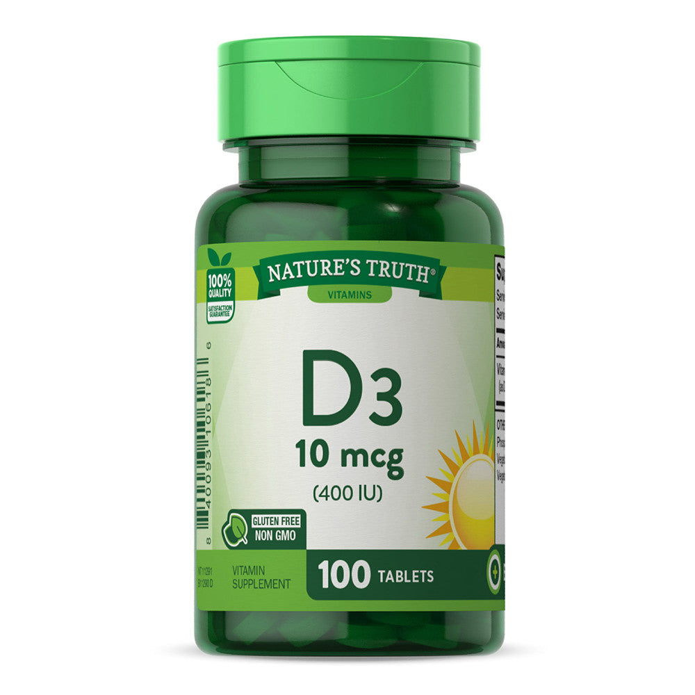 Natures Truth High Potency Vitamin D3 400 IU Tablets, 100 Ea