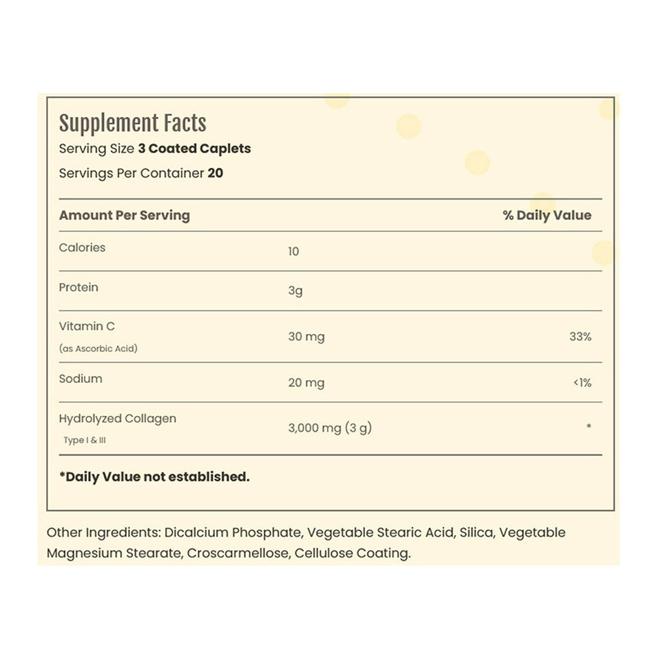 Sundance Vitamins Hydrolyzed Collagen 1000 Mg Vitamin C Coated Caplets for Skin, Hair and Nails, 60 Ea