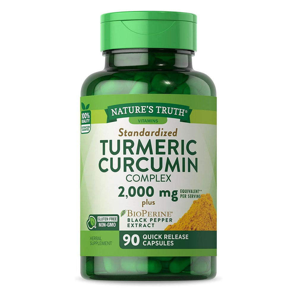 Natures Truth Turmeric Curcumin Complex 2000 Mg plus Bioperine Black Pepper Extract Capsules, 90 Ea
