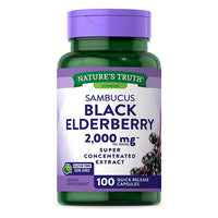 Natures Truth Vitamins Sambucus Black Elderberry Super Concentrated Extract 2000 Mg Capsules, 100 Ea