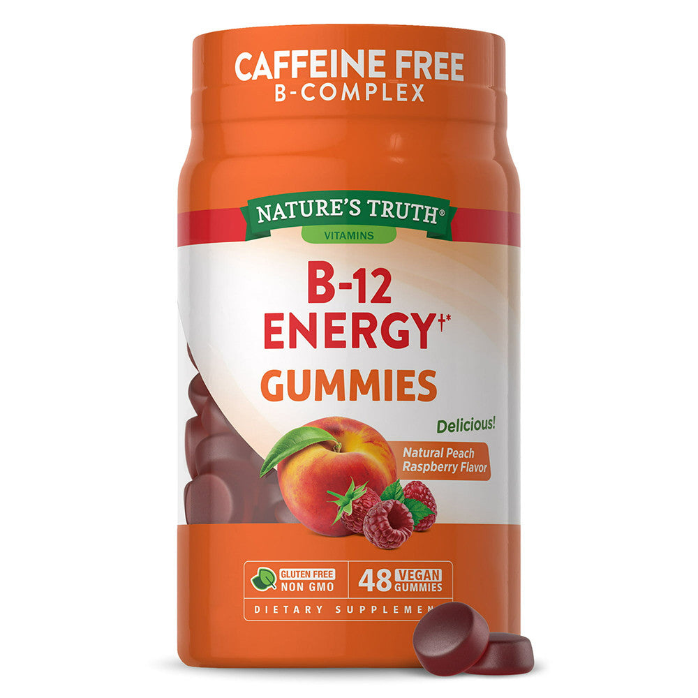 Natures Truth B-12 Vitamin Energy Vegan Gummies, Natural Peach Raspberry Flavor, 48 Ea