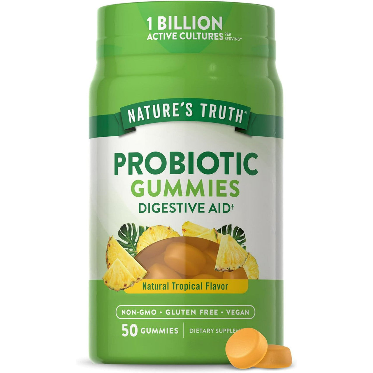 Natures Truth Probiotic Digestive Aid Vegan Gummies, Natural Tropical Flavor, 50 Ea