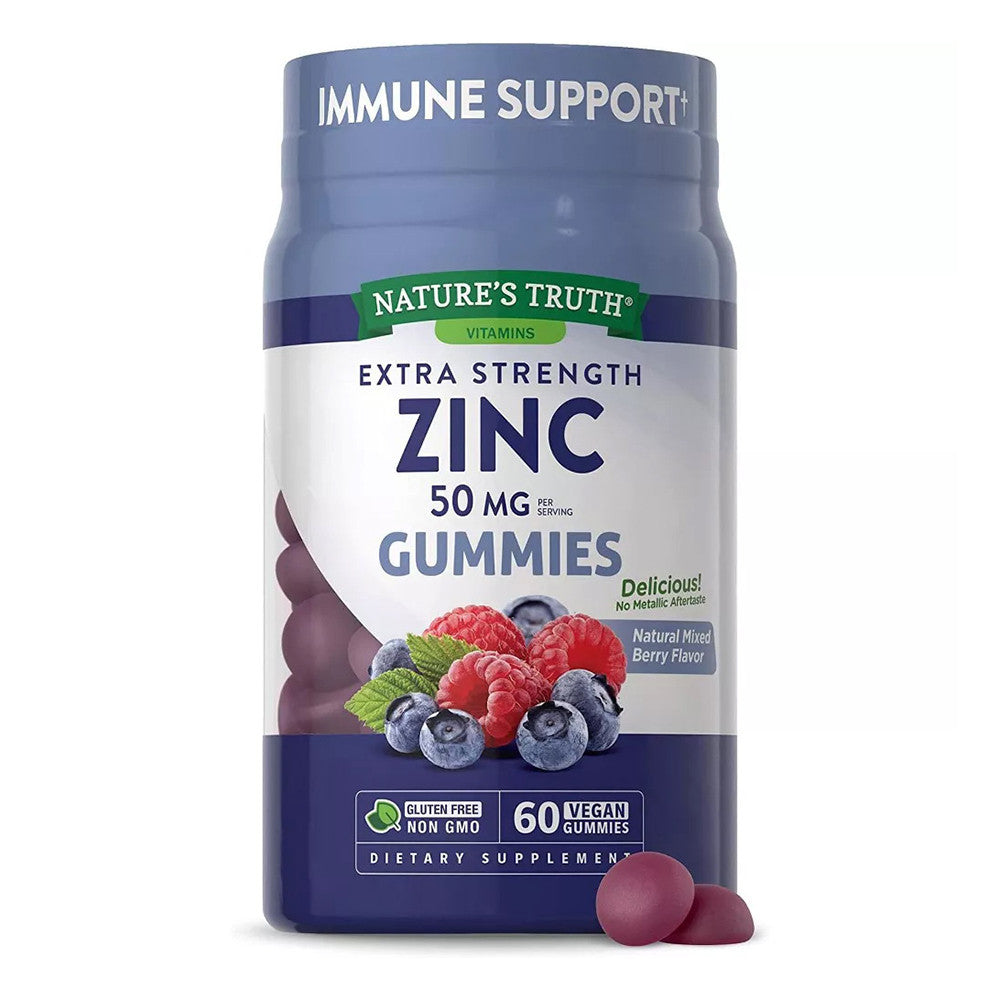 Natures Truth Extra Strength Zinc 50 Mg Gummies, Mixed Berry, 60 Ea