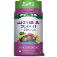 Natures Truth Enhanced Absorption Magnesium 200 Mg Vegan Gummies, Natural Lemon Raspberry, 60 Ea