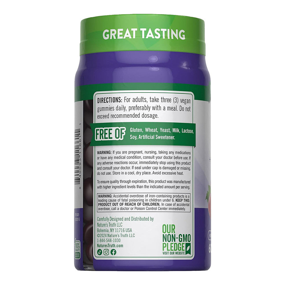 Natures Truth Vitamin B and Zinc Plus Delicious Gummies, Natural Grape Flavor, 60 Ea
