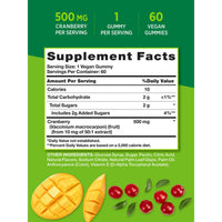 Natures Truth Cleansing Cranberry Vegan Gummies, Natural Cranberry Mango Flavor, 60 Ea