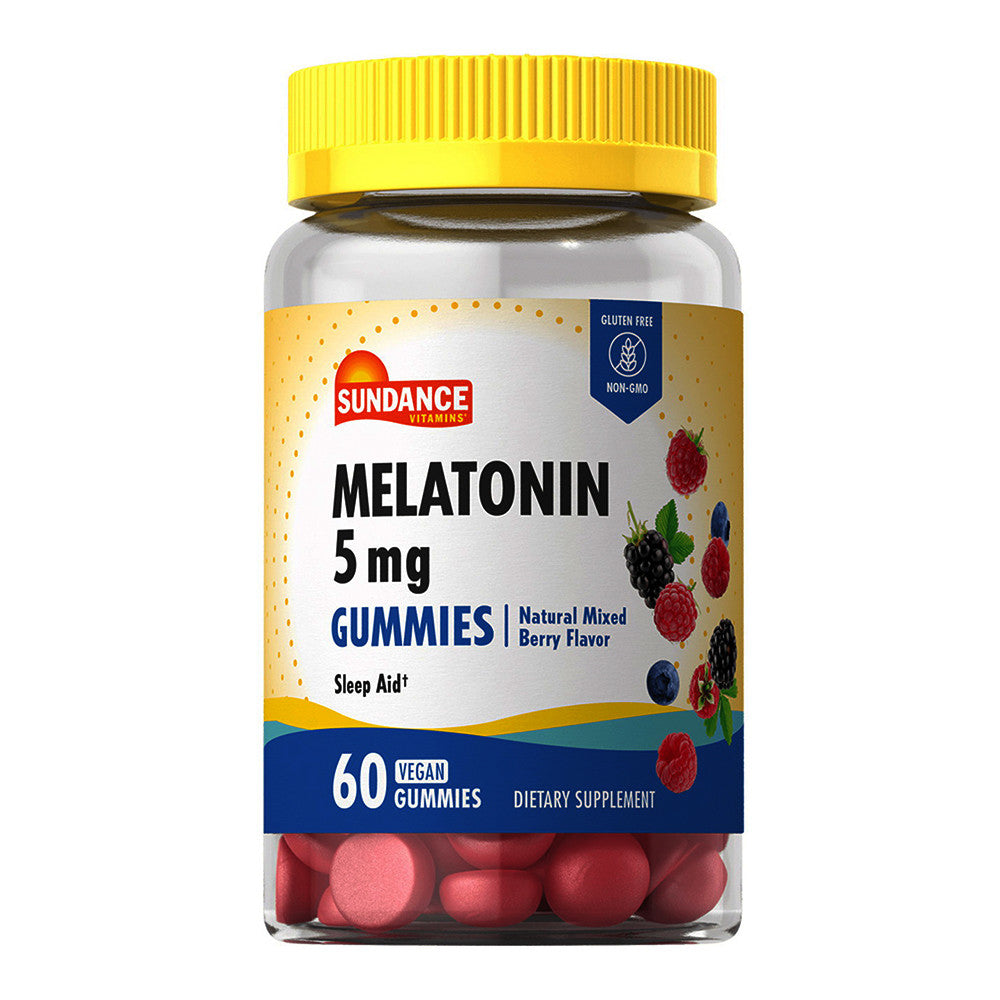 Sundance Vitamins Melatonin 5 Mg Vegan Gummies, Natural Mixed Berry Flavor, 60 Ea