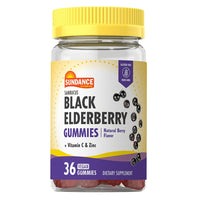 Sundance Vitamins Black Elderberry Vitamin C and Zinc Vegan Gummies, Natural Berry Flavor, 36 Ea