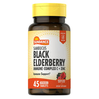 Sundance Vitamins Sambucus Black Elderberry Immune Support Chewable Tablets, 45 Ea