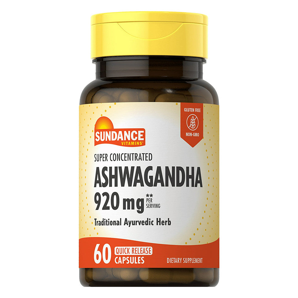 Sundance Vitamins Super Concentrated Ashwagandha 920 Mg Ayurvedic Quick Release Capsules, 60 Ea
