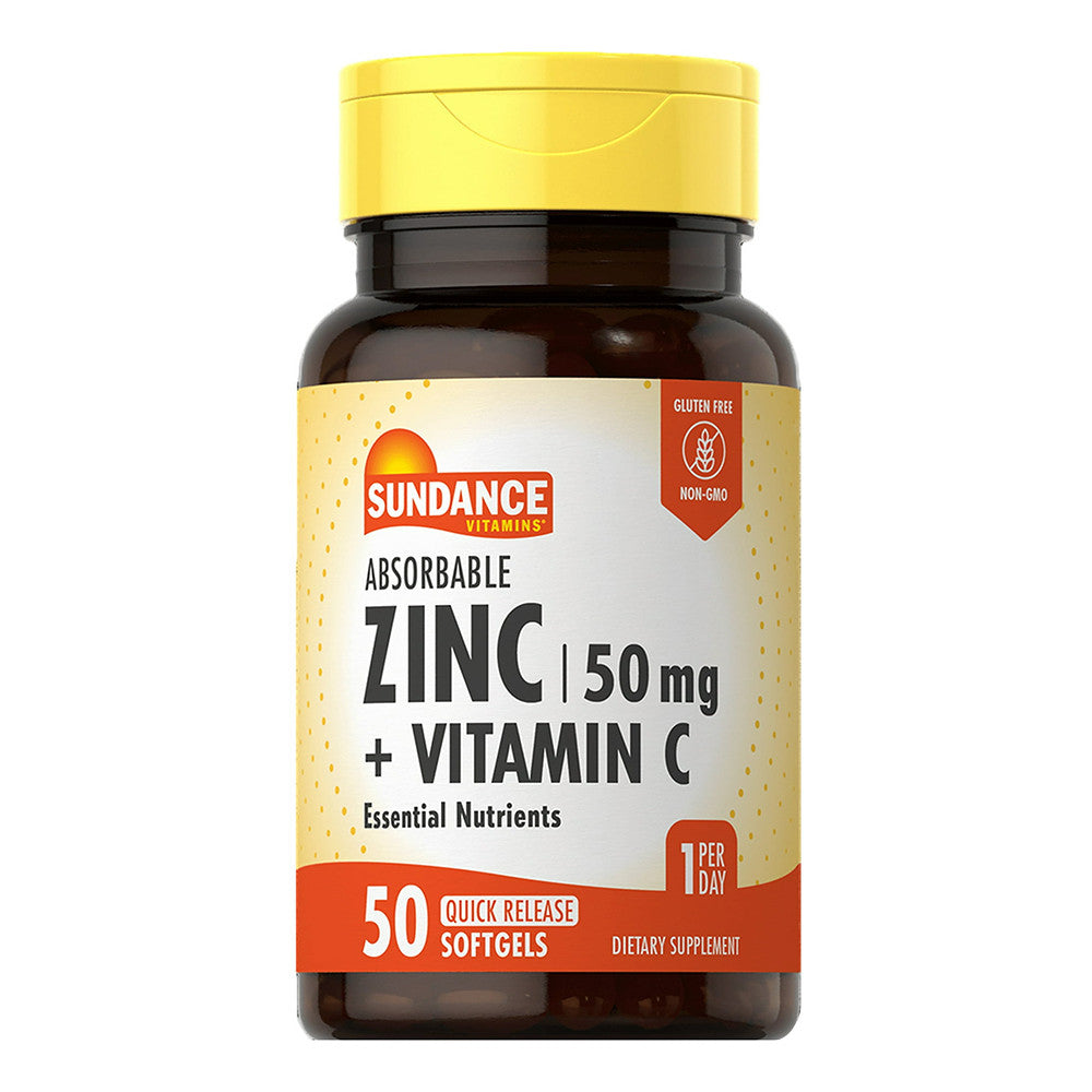 Sundance Vitamins Absorbable Zinc 50 Mg and Vitamin C Softgels, 50 Ea