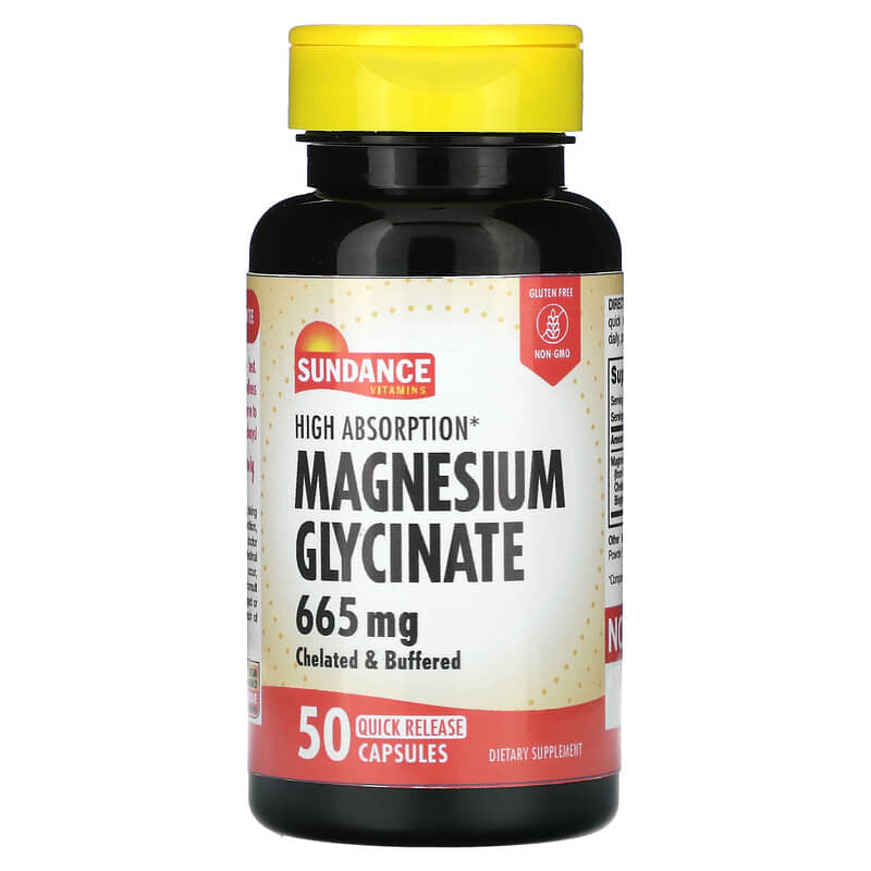 Sundance Vitamins High Absorption Magnesium Glycinate 665 Mg Quick Release Capsules, 50 Ea