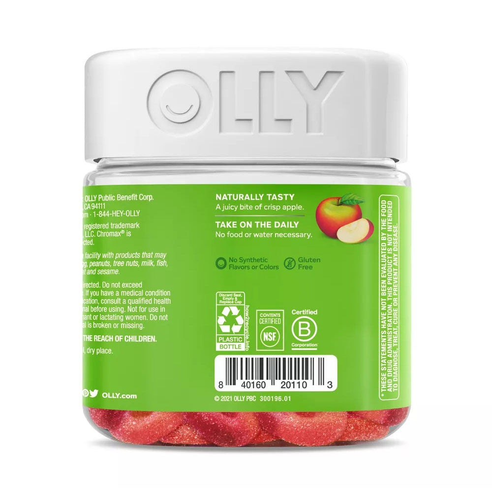Olly Metabolism Gummy Rings Digestive Health Chewable Supplement, Apple Flavor, 30 Ea