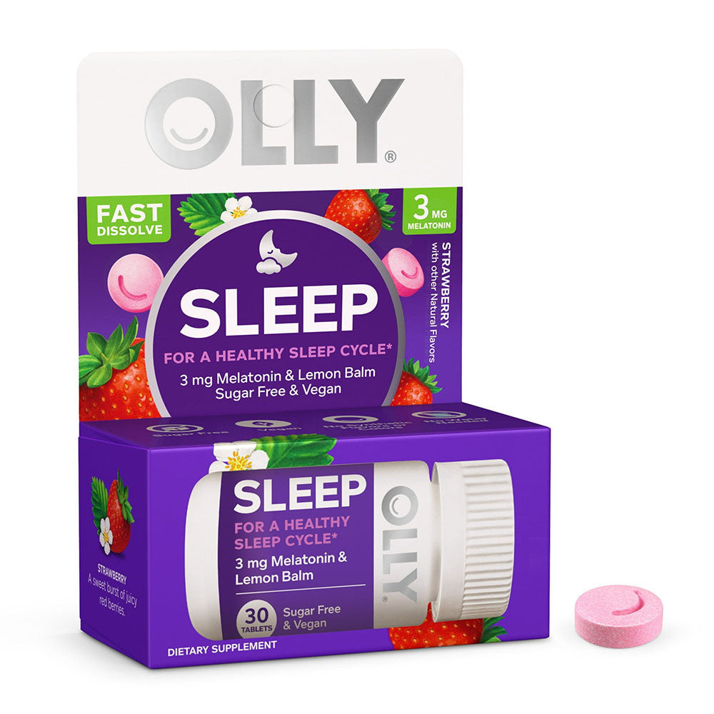 Olly Sleep Fast Dissolves 5 Mg Supplement, Strawberry Flavor, 30 Ea