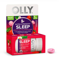 Olly Extra Strength Sleep Fast Dissolves 5 Mg Supplement, Strawberry Flavor, 30 Ea
