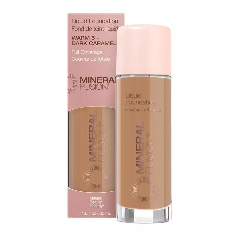 Mineral Fusion Liquid Foundation, Warm 5 Dark Caramel, 1 Oz