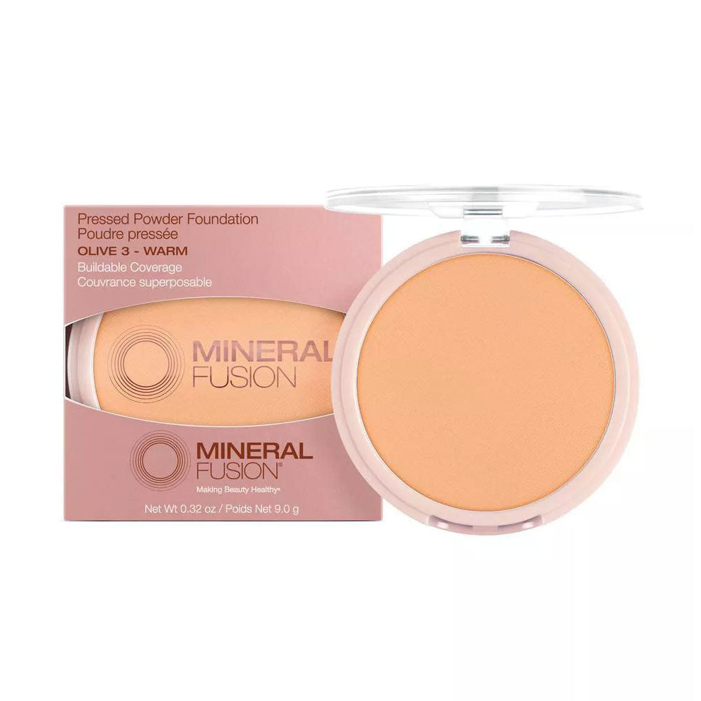 Mineral Fusion Pressed Powder Foundation, Olive 3 Warm, 0.32 Oz