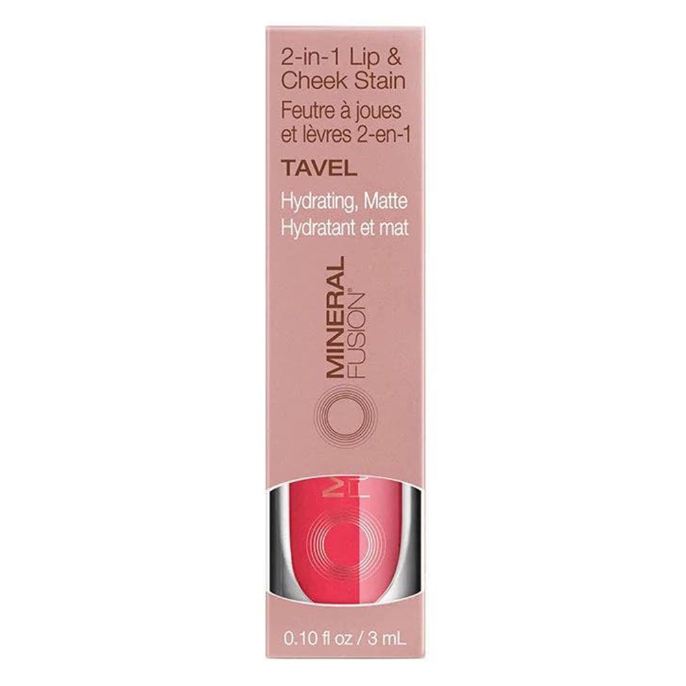 Mineral Fusion 2 in 1 Travel Lip and Cheek Stain for Hydrating Long Lasting Lip and Cheek Color 0.1Oz (3ml)