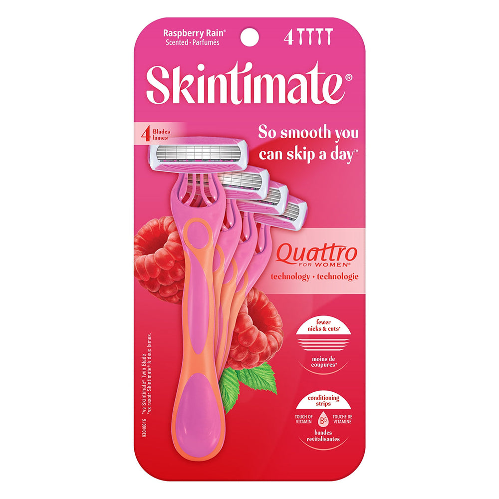 Skintimate Raspberry Rain Scented Womens Disposable Razors 4Ea