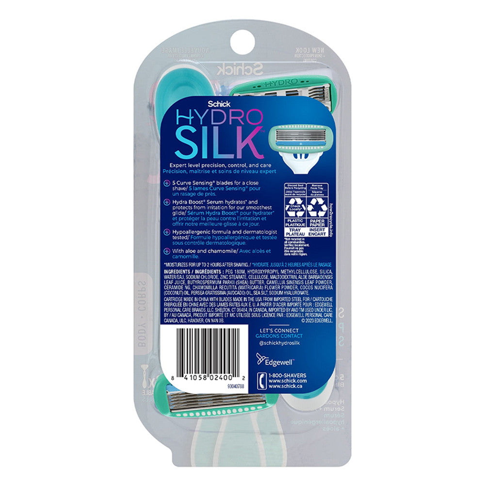 Schick Hydro Silk Disposable Razors for Women with Moisturizing Serum, 3 Ea