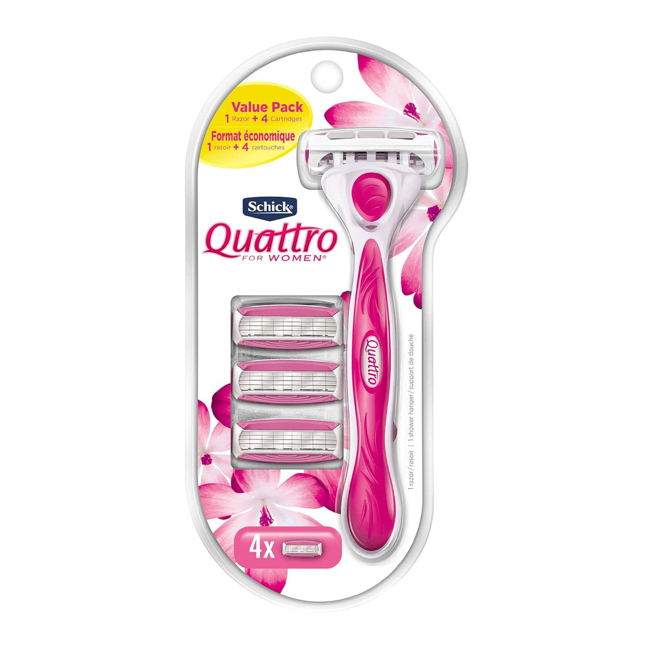 Schick Quattro For Women Value Pack With 1 Razor And 4 Cartridges, 1 Ea