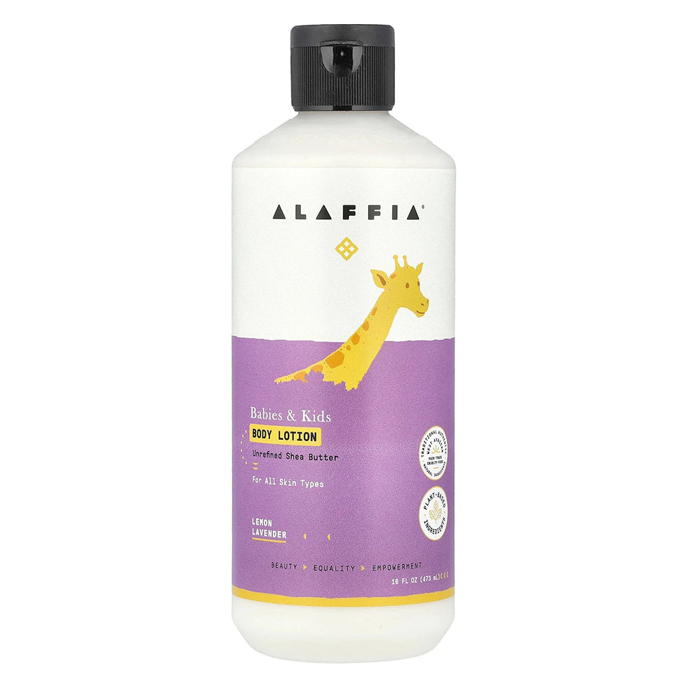 Alaffia Kids Body Lotion Lemon Lavender for All Skin Types Gentle Moisturizing Care 16Oz (473ml)