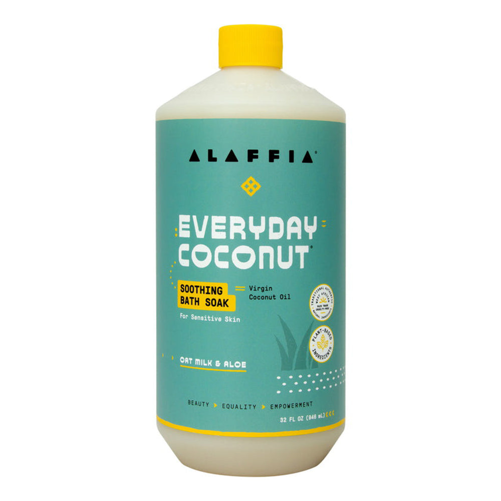 Alaffia EveryDay Coconut Soothing Bath Soak Oat Milk and Aloe Moisturize and Soften Skin 32Oz (946ml)