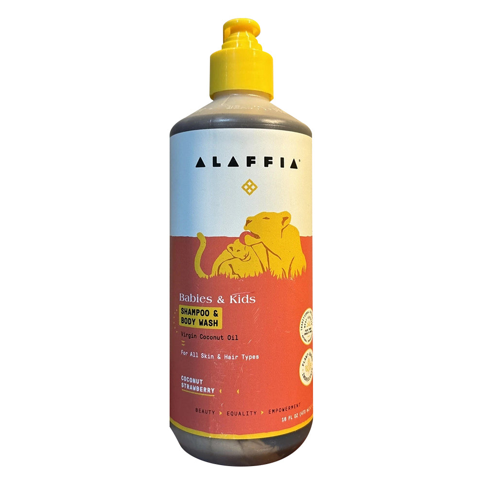 Alaffia Kids Shampoo and Body Wash Coconut Strawberry for All Skin and Hair Types 16Oz (473ml)