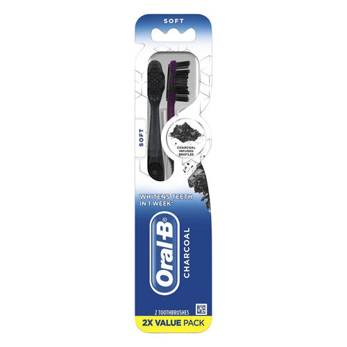 Oral B Charcoal Whitening Therapy Toothbrush, Soft, 2 Ea