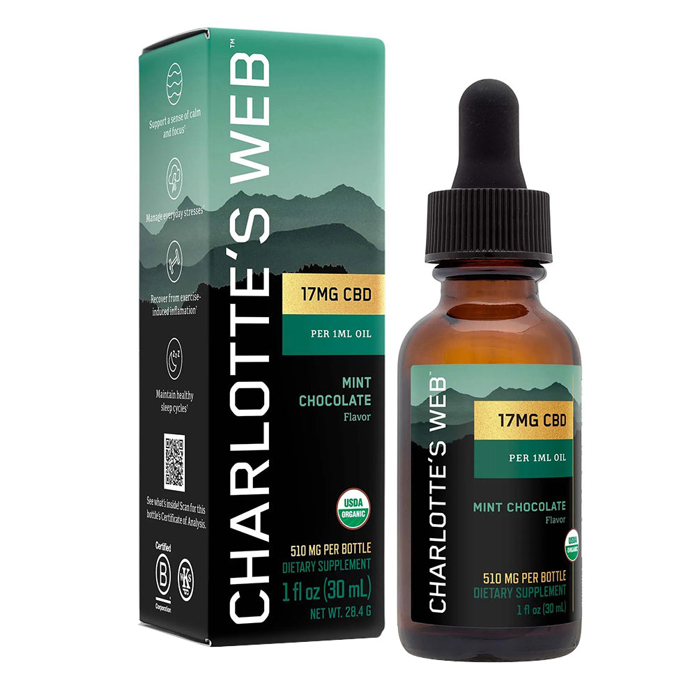 Charlotte's Web Hemp Extract Mint Chocolate Dietary Supplement Drops 1Oz (30ml)