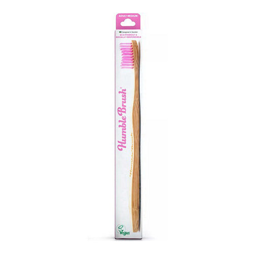 The Humble Co Adult Medium Bamboo Toothbrush Purple for Effective Cleaning of Teeth and Gums 1Ea