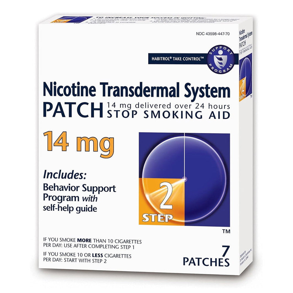 Habitrol Nicotine Step 2 Transdermal System Patches 14 Mg, Stop Smoking Aid, 7 Ea