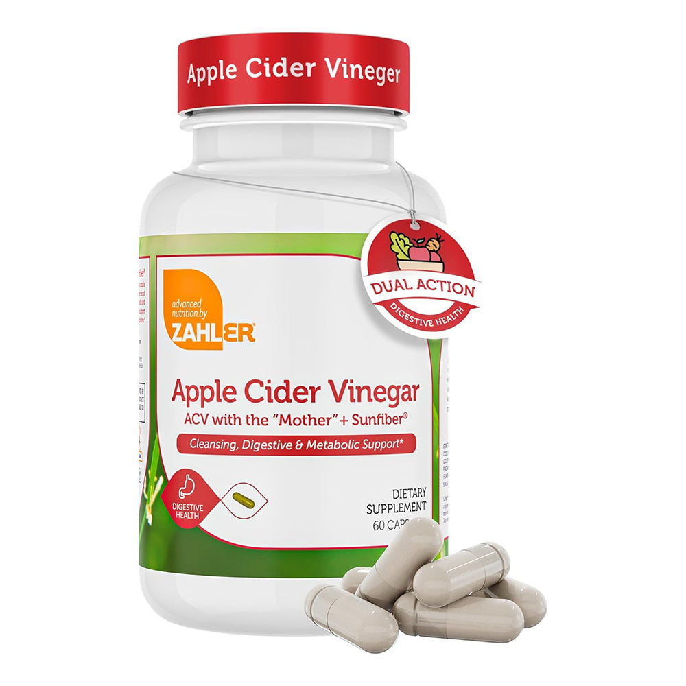 Zahler Apple Cider Vinegar Plus Fiber Dietary Supplement Capsules 60Ea