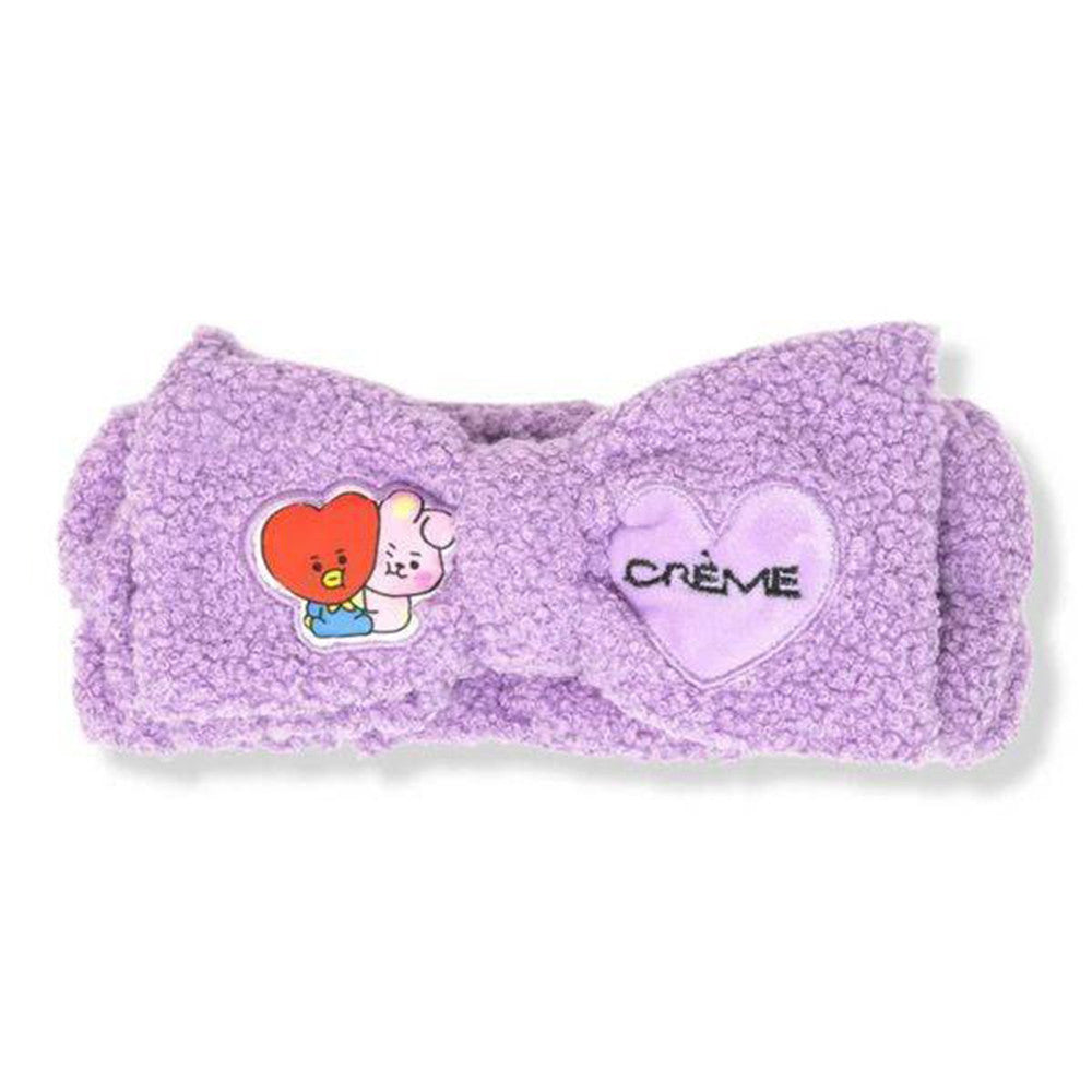The Creme Shop BT21 BABY Plush Spa Teddy  Headband for Face Care and Makeup Starstruck Purple 1Ea