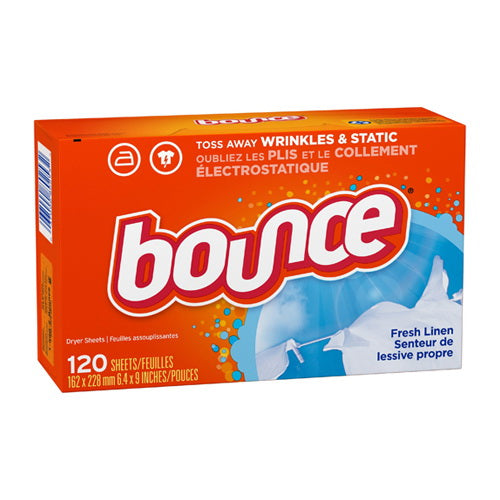 Bounce Fresh Linen Scented Fabric Softener Dryer Sheets 120Ea
