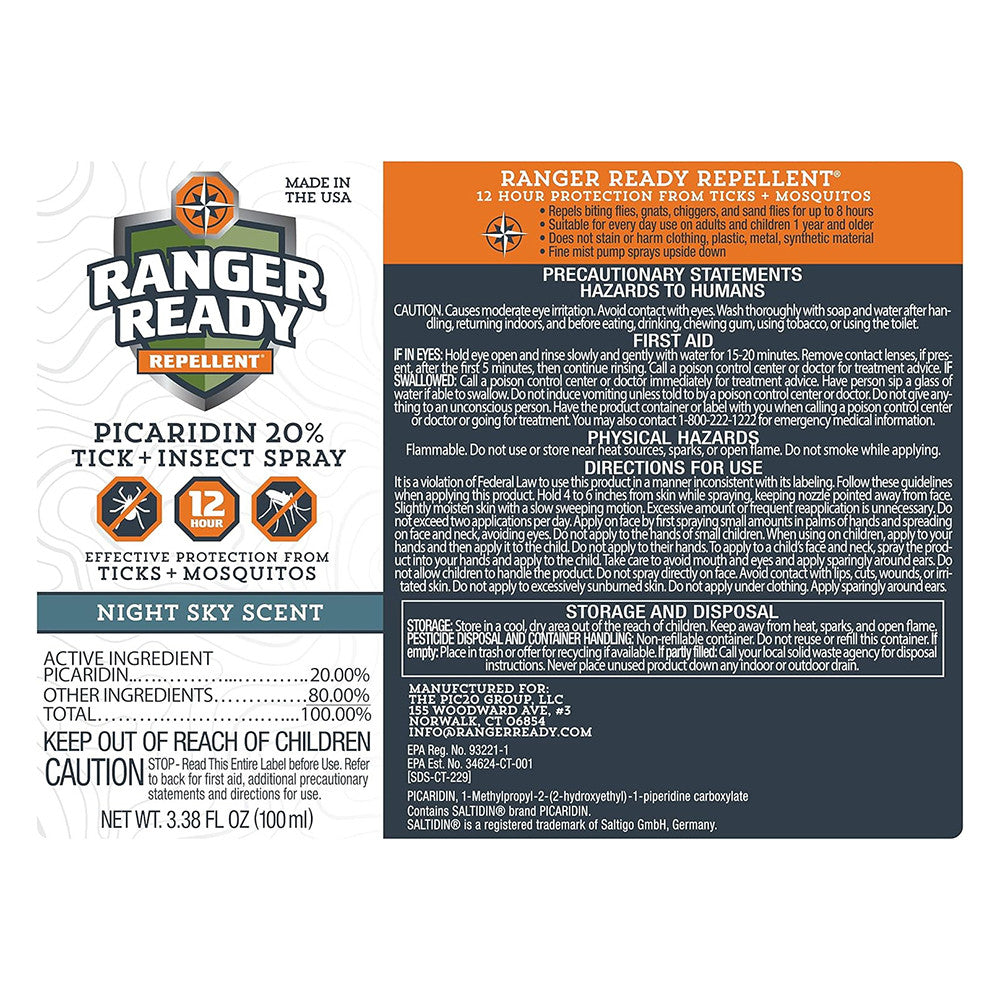 Ranger Ready Picaridin Insect Repellent Spray, Night Sky Scent, 3.38 Oz