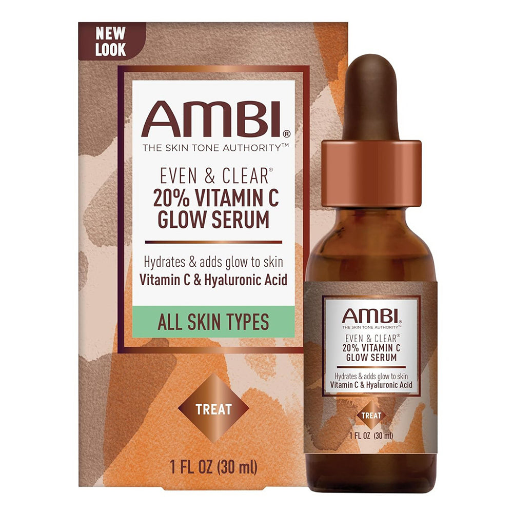 Ambi Even and Clear Vitamin C Glow Serum Brightening and Antioxidant Support for All Skin Types 1Oz (30ml)