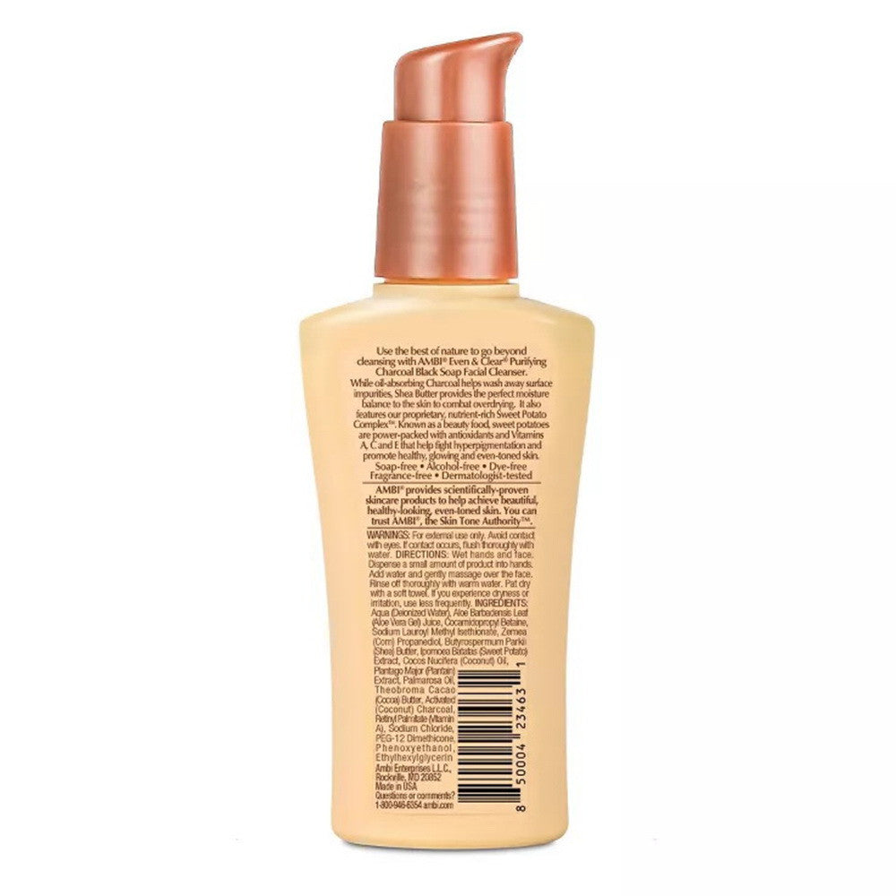 Ambi Even & Clear Purifying Charcoal Black Soap Facial Cleanser, 3.5 Oz